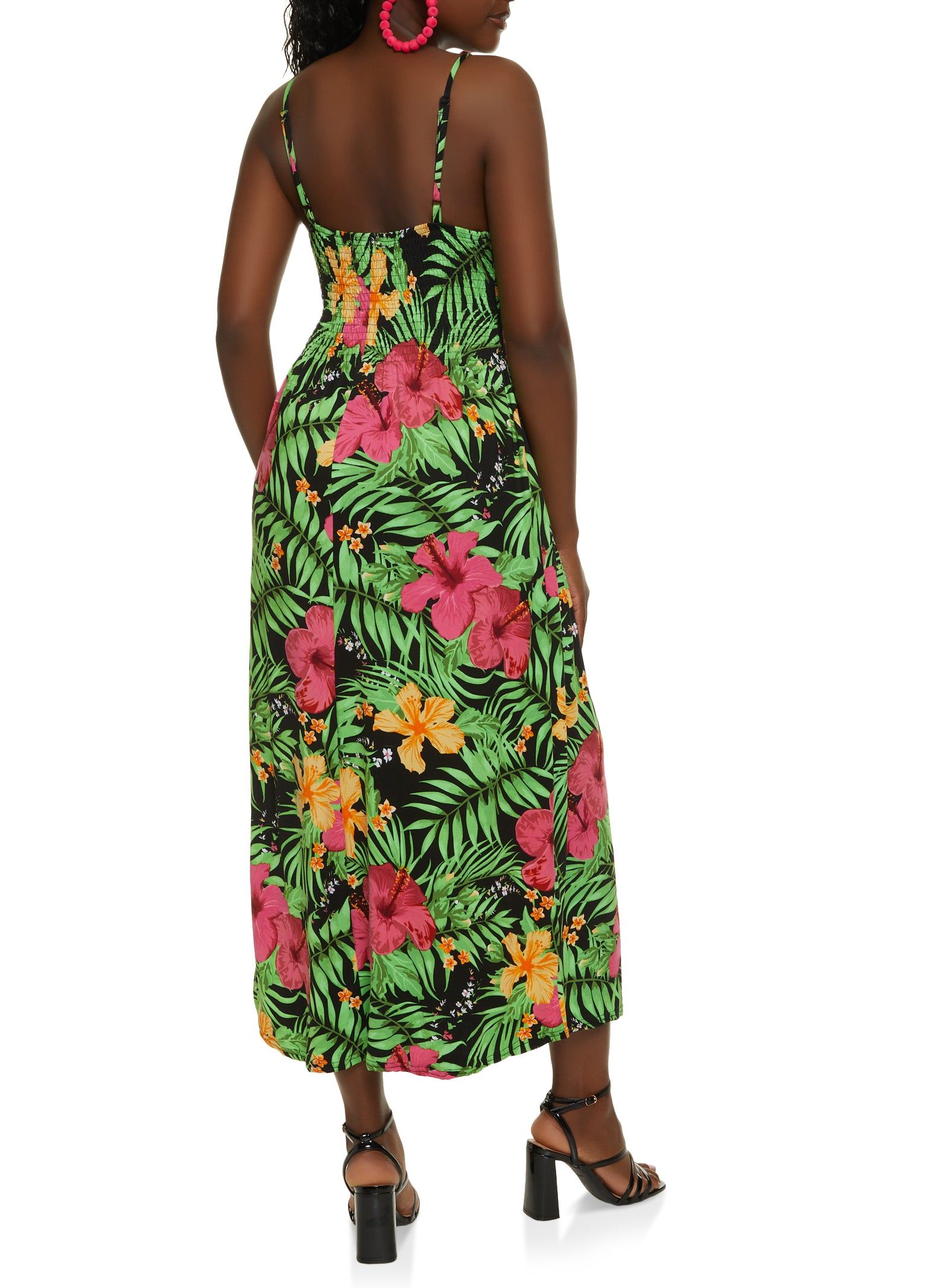 Tropical Print Smocked Waist Maxi Dress sold by Rainbow product image thumbnail 3