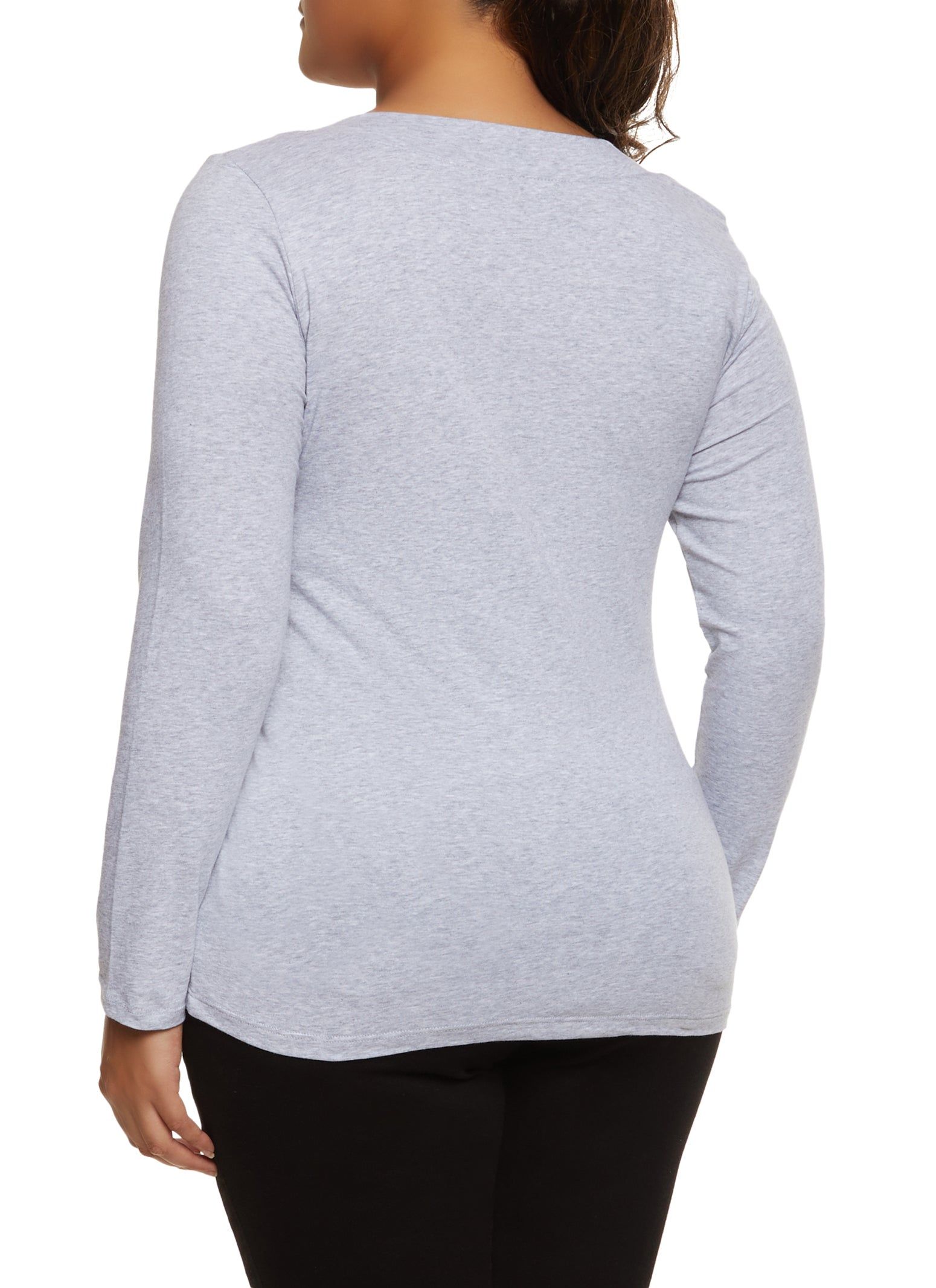 Plus Size Basic V Neck Long Sleeve Top sold by Rainbow product image thumbnail 2