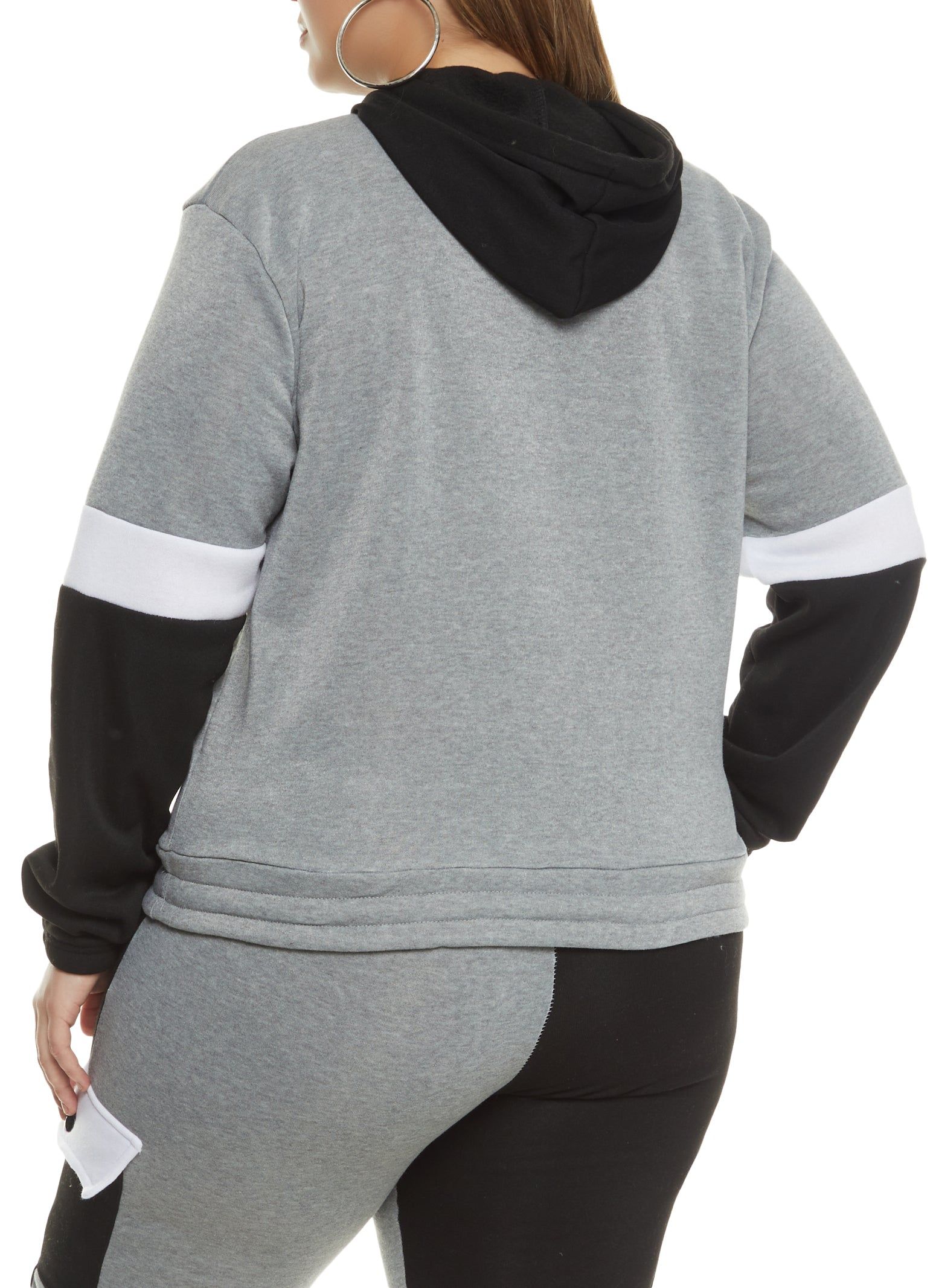 Plus Size Color Block Flap Pocket Hoodie sold by Rainbow product image thumbnail 3