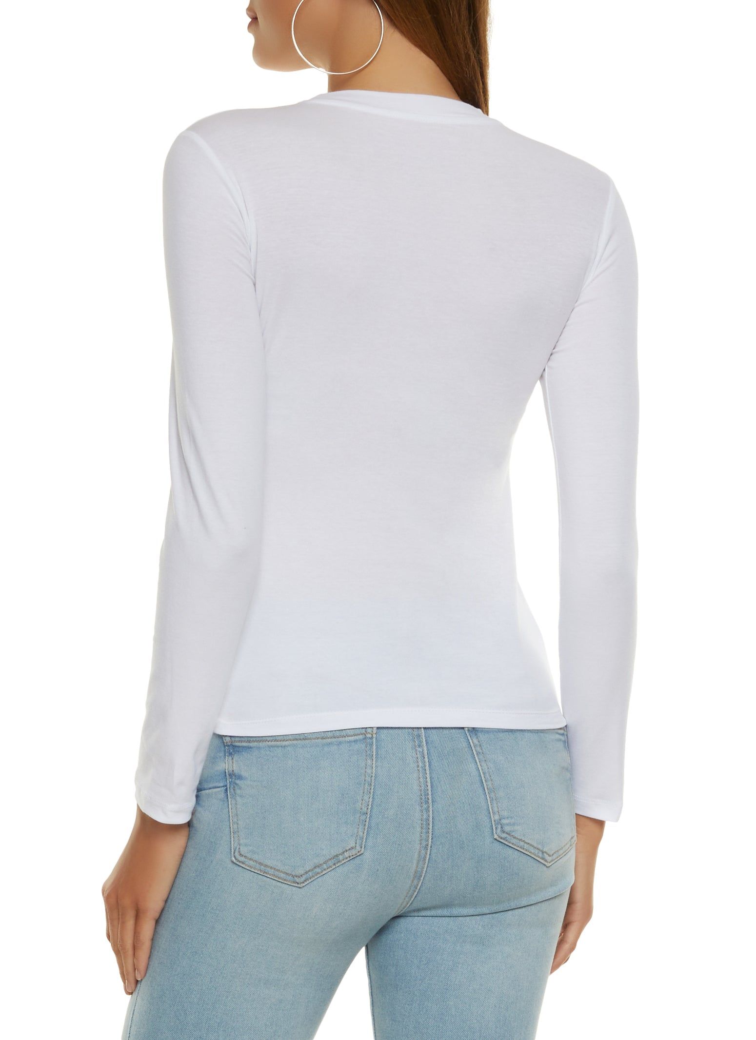 Solid Crew Neck Long Sleeve Tee sold by Rainbow product image thumbnail 2