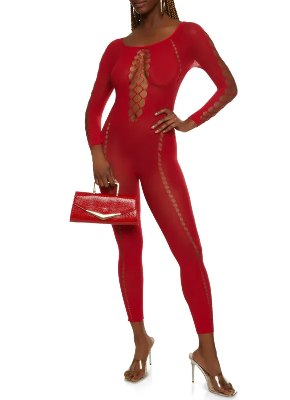 Long Sleeve Cut Out Seamless Jumpsuit sold by Rainbow