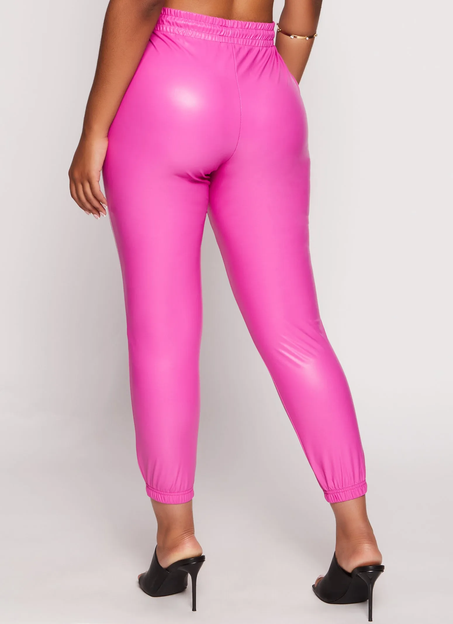 Faux Leather High Waist Drawstring Joggers sold by Rainbow product image thumbnail 3