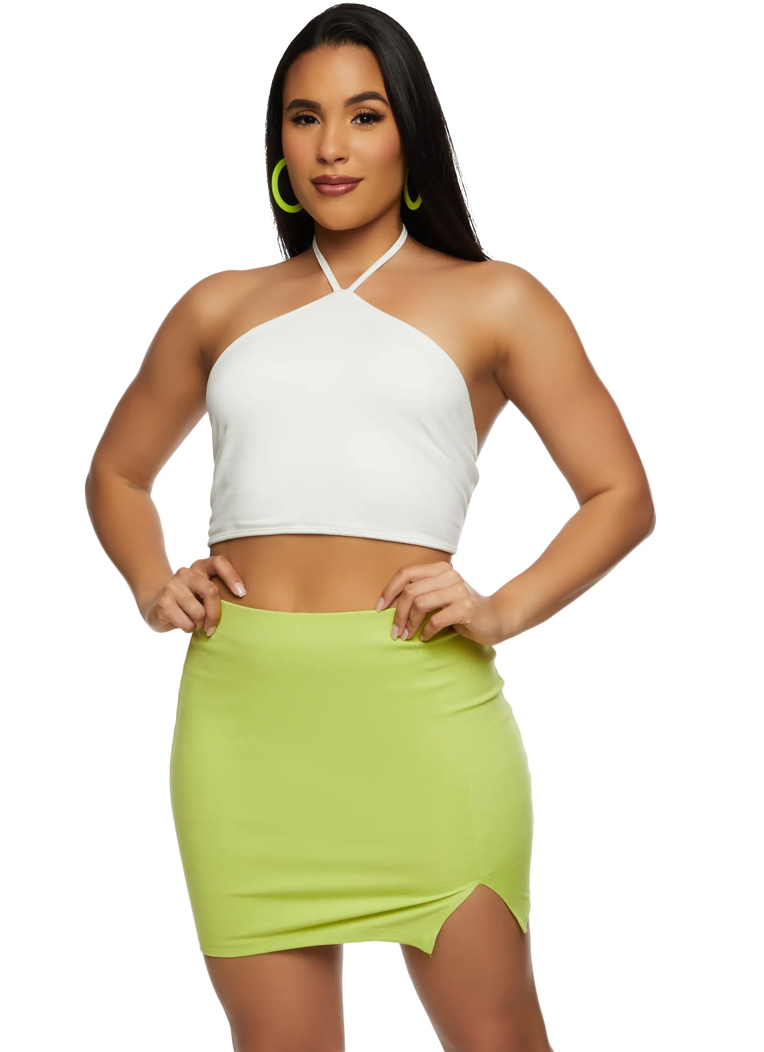 Split Hem High Waist Mini Skirt sold by Rainbow