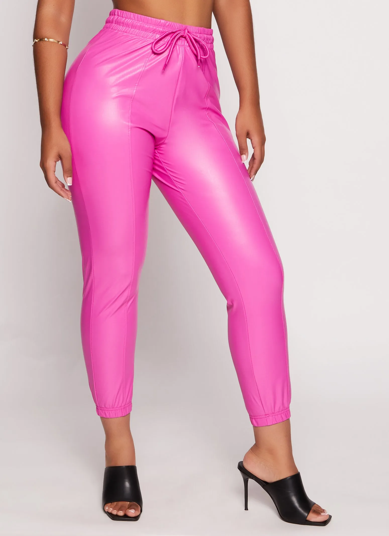 Faux Leather High Waist Drawstring Joggers sold by Rainbow product image thumbnail 2