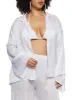 Plus Size Lurex Shadow Stripe Open Front Top and Halter Top sold by Rainbow
