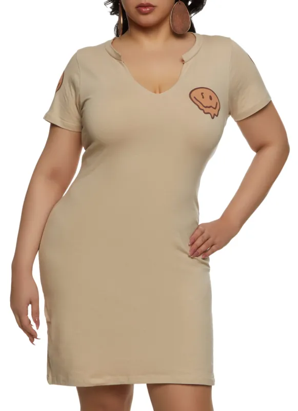 Plus Size Smiley Enjoy The Little Things T Shirt Dress sold by Rainbow