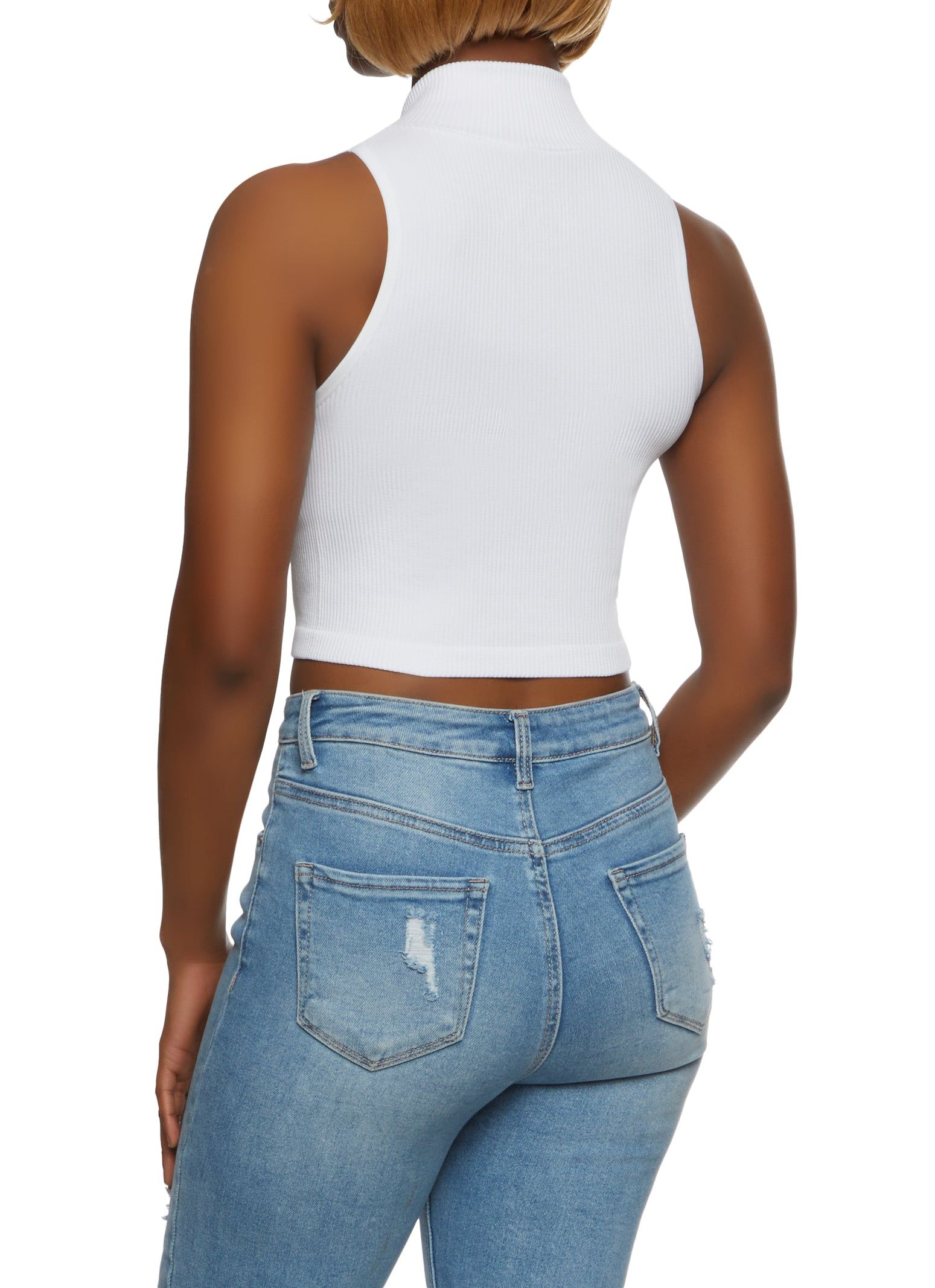 Seamless Half Zip Cropped Tank Top sold by Rainbow product image thumbnail 2