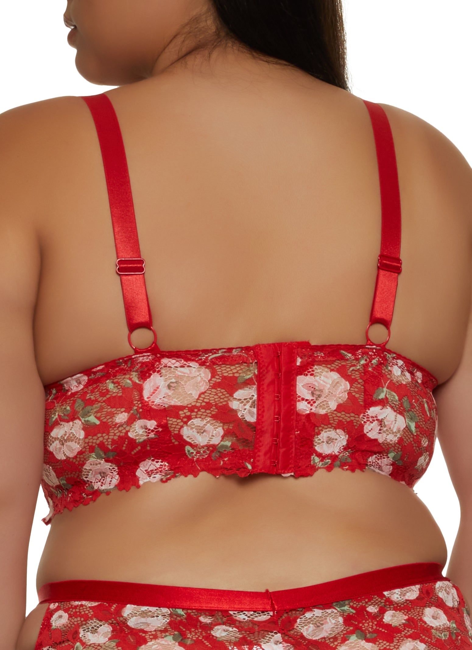 Plus Size Floral Print Lace Caged Longline Bra sold by Rainbow product image thumbnail 3