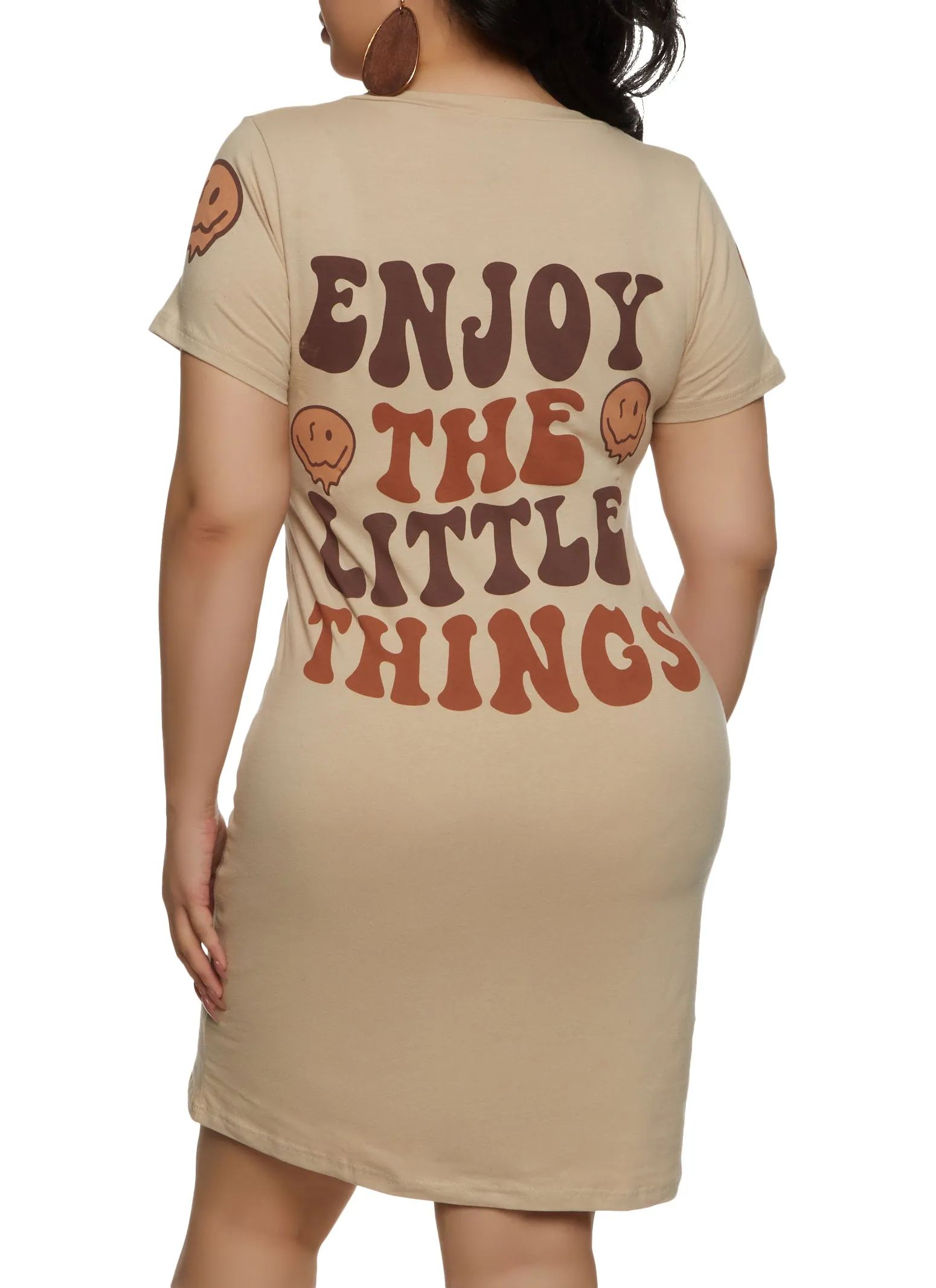 Plus Size Smiley Enjoy The Little Things T Shirt Dress sold by Rainbow product image thumbnail 3