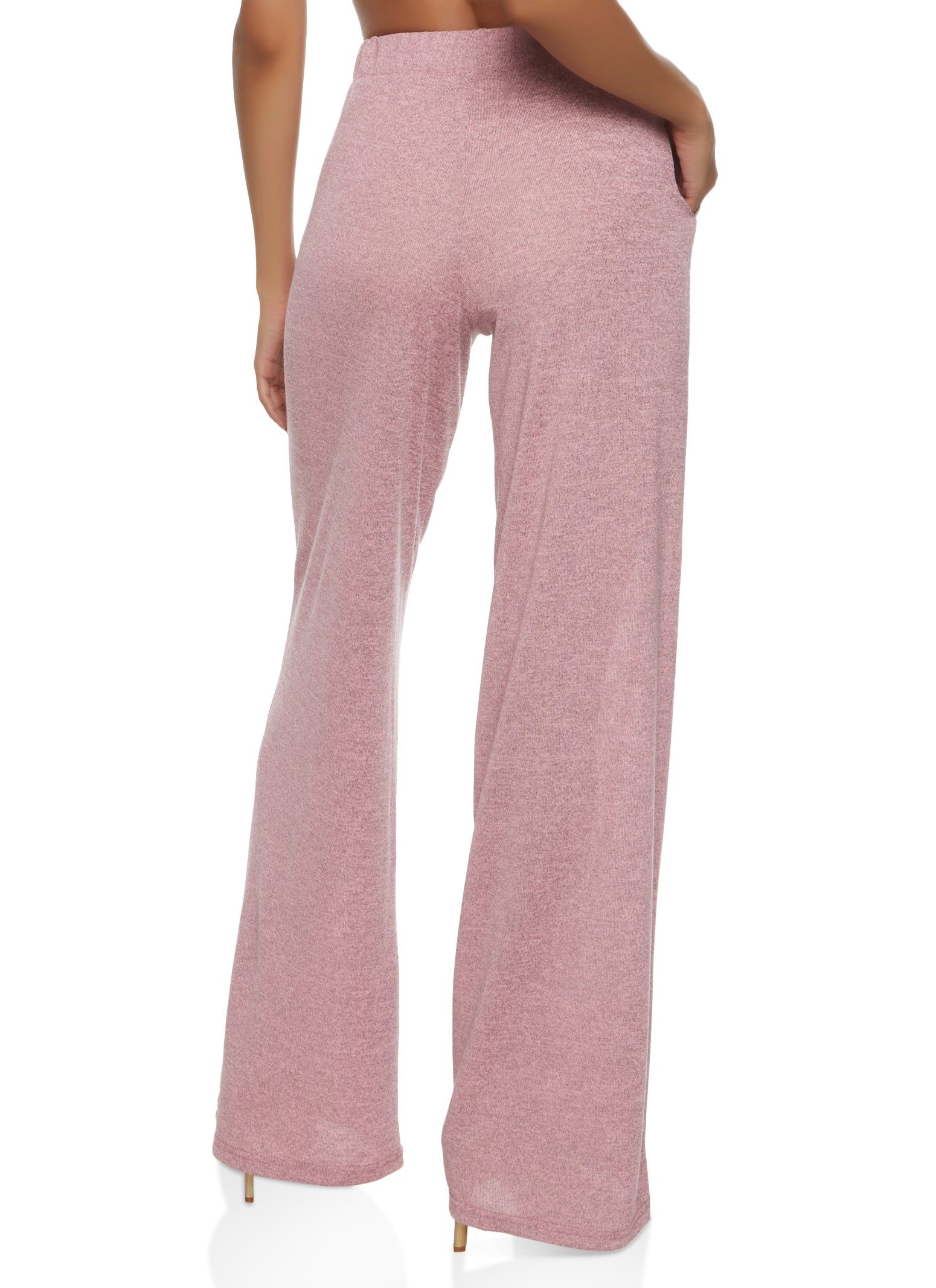 Solid Brushed Knit High Waisted Wide Leg Pants sold by Rainbow product image thumbnail 2