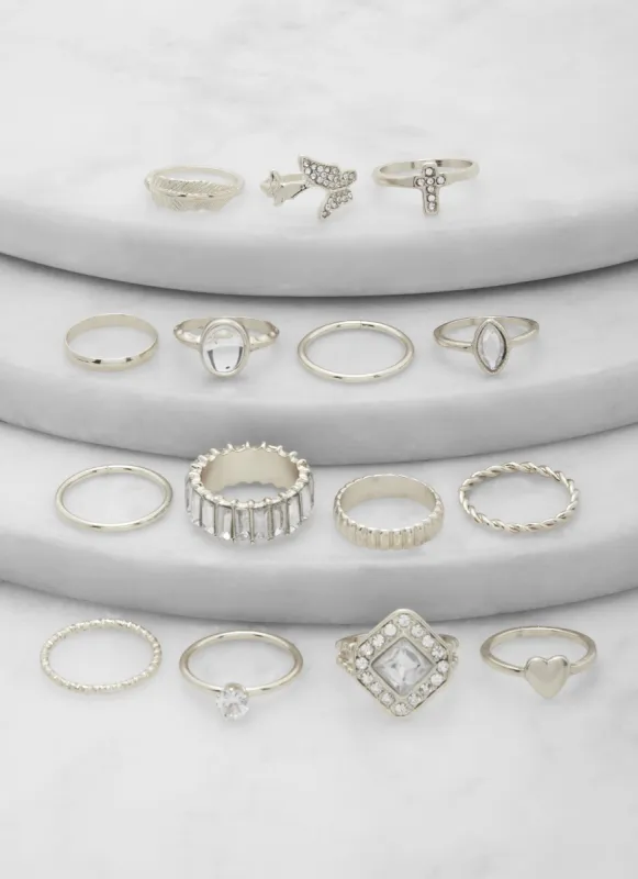 Rhinestone Cubic Zirconia Ring Set of 15 sold by Rainbow