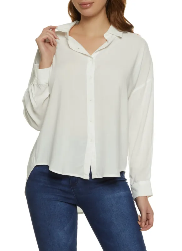 Solid Long Sleeve Button Front Shirt sold by Rainbow