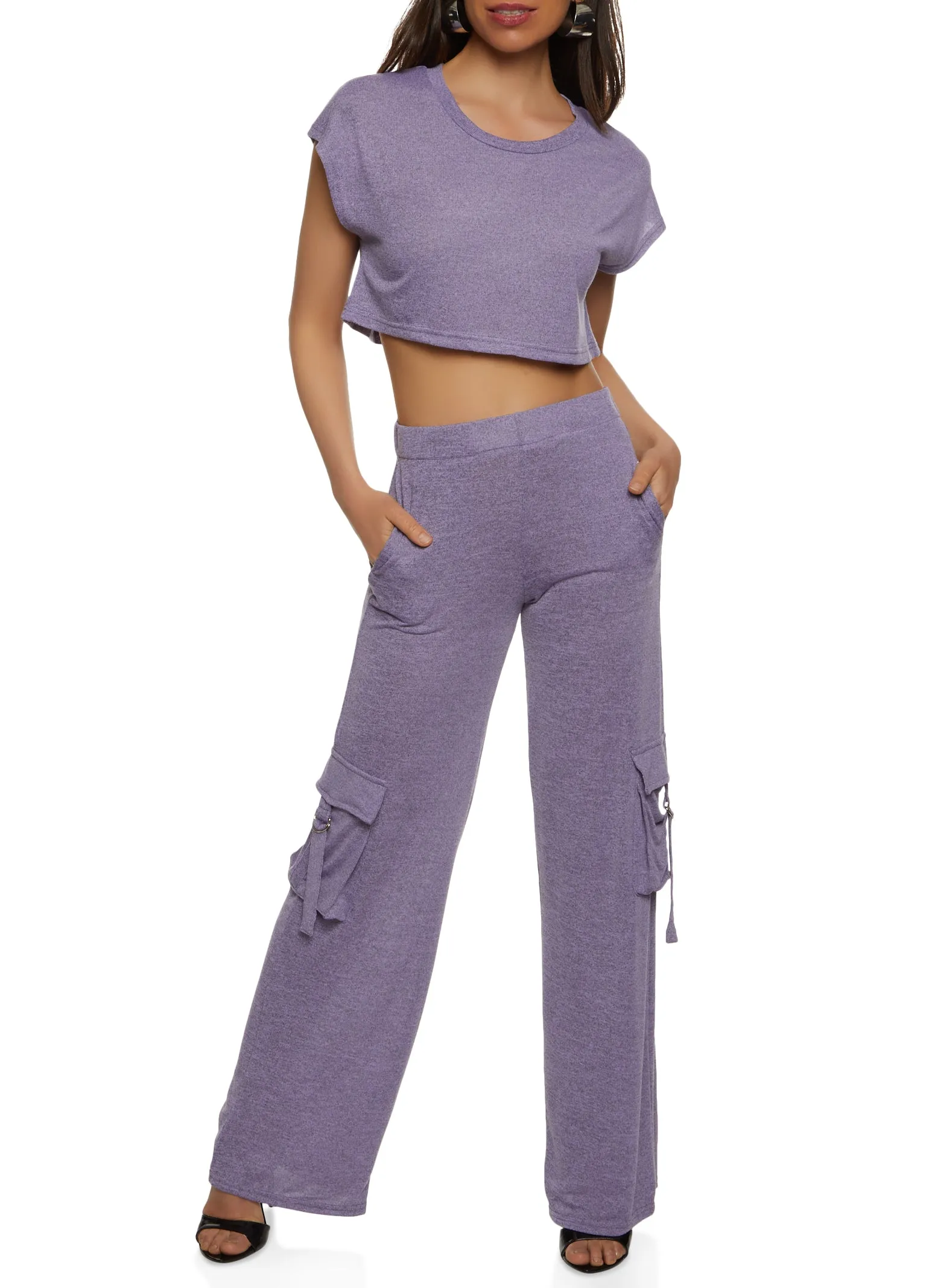 Daisy Brushed Knit Cap Sleeve Crop Top sold by Rainbow product image thumbnail 2