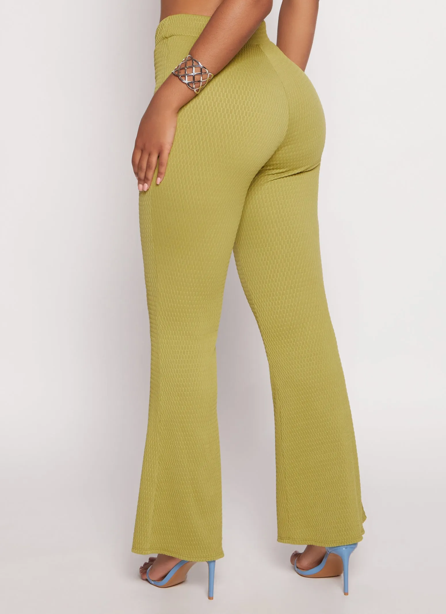 Textured Knit High Waisted Flare Pants sold by Rainbow product image thumbnail 3