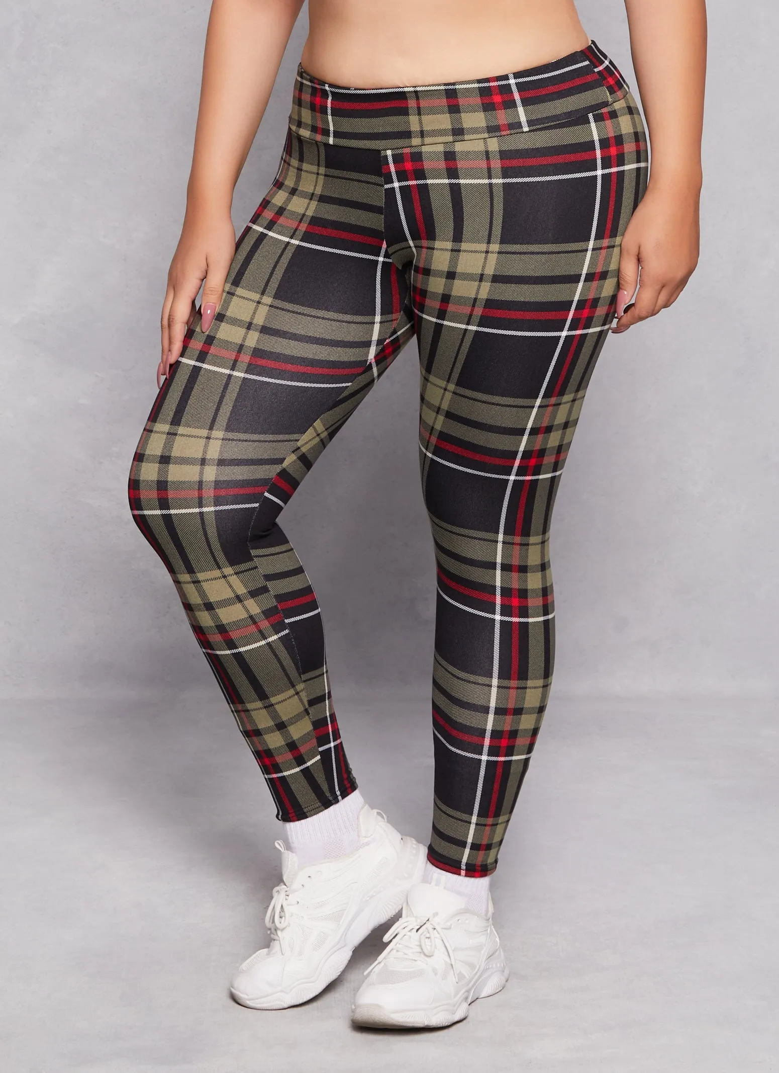 Plus Size Plaid Soft Knit High Waist Leggings sold by Rainbow product image thumbnail 2