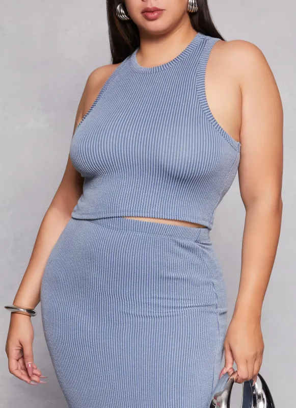 Plus Size Almost Famous Ribbed Tank Top sold by Rainbow