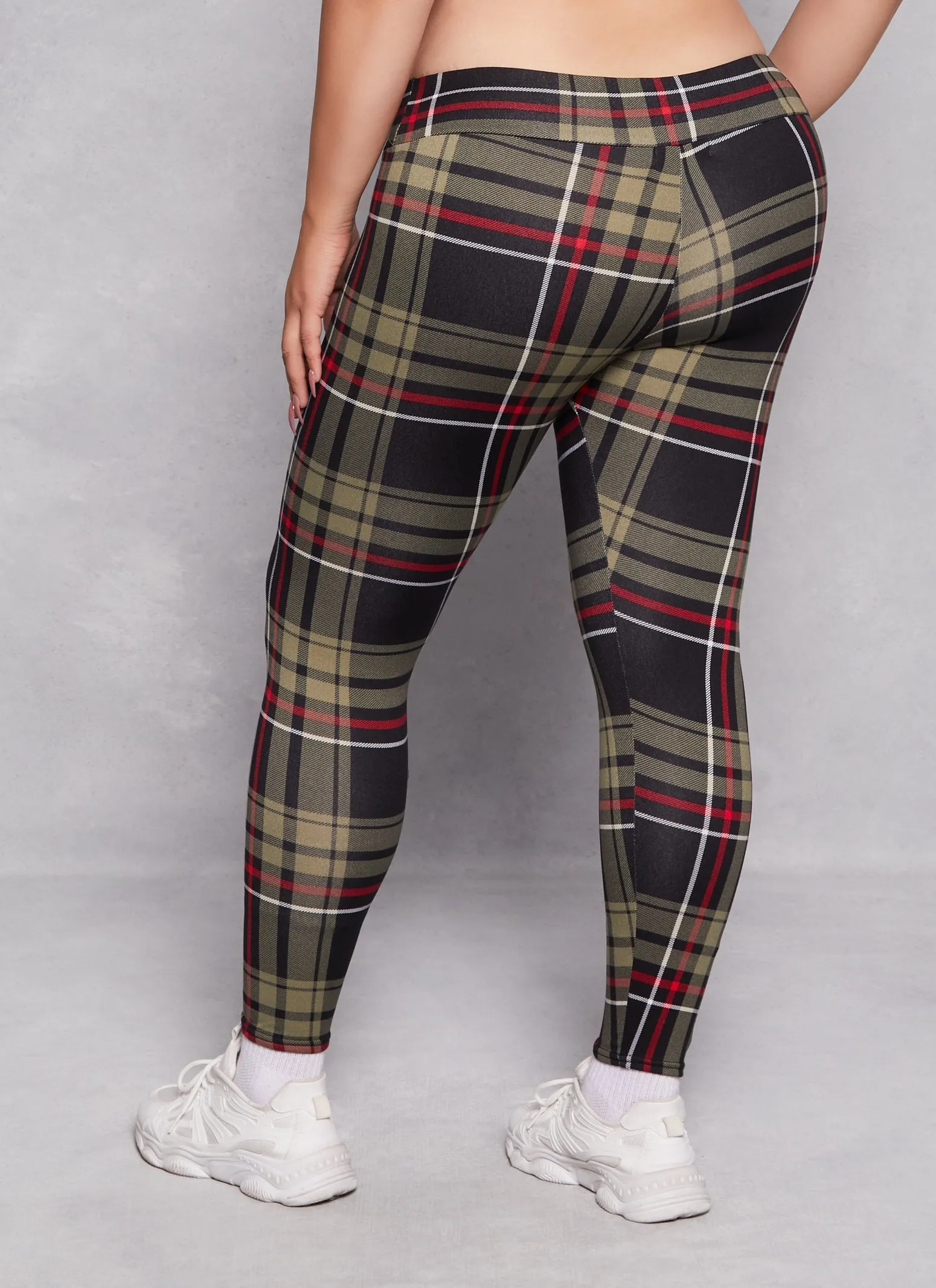 Plus Size Plaid Soft Knit High Waist Leggings sold by Rainbow product image thumbnail 3