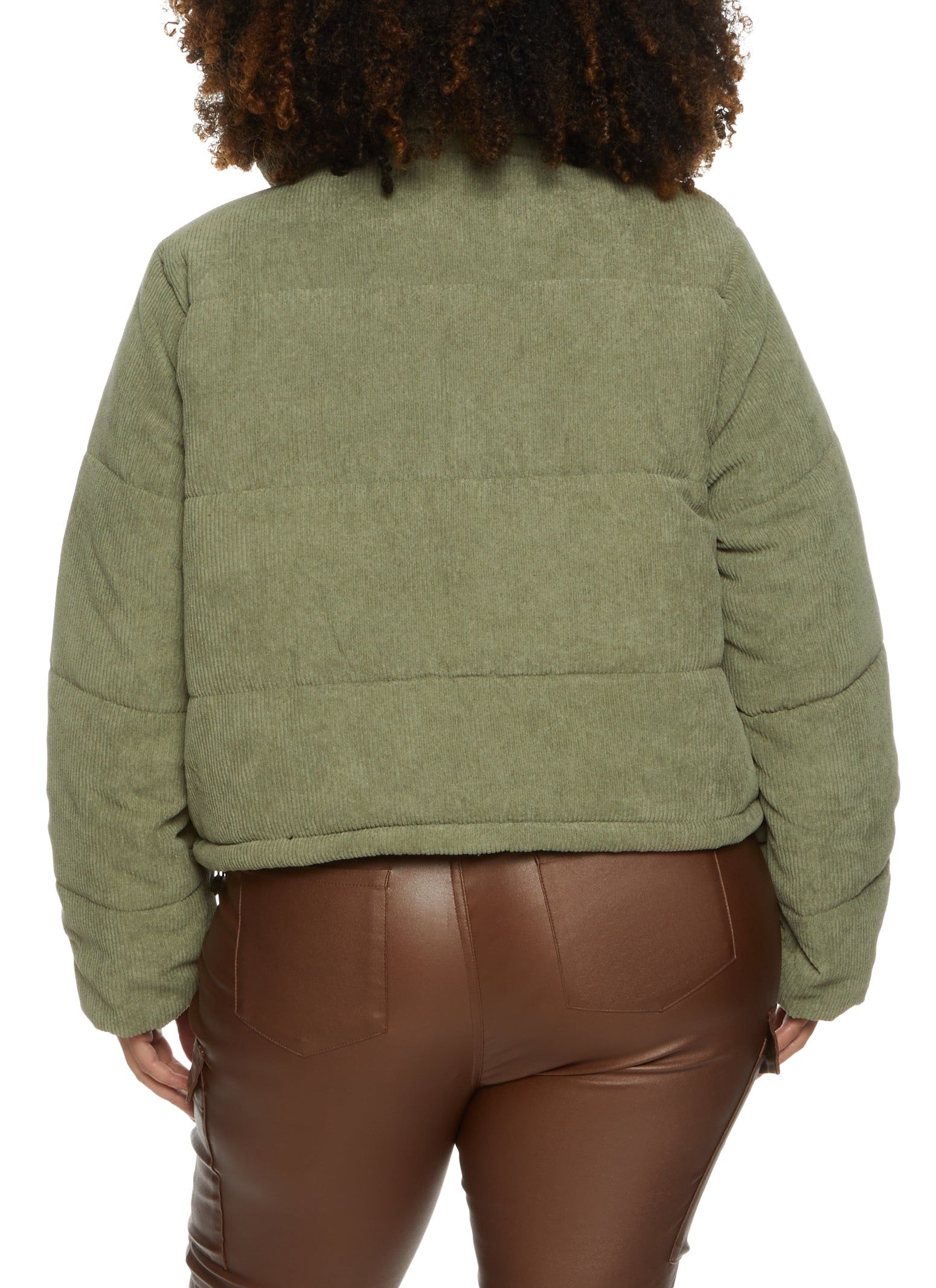 Plus Size Zip Front Corduroy Puffer Jacket sold by Rainbow product image thumbnail 3