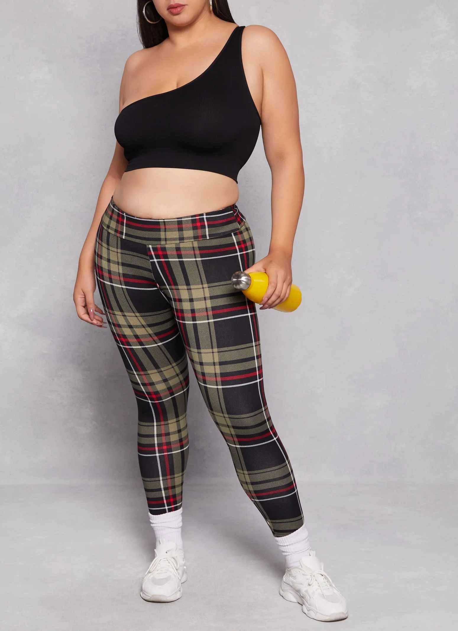 Plus Size Plaid Soft Knit High Waist Leggings sold by Rainbow
