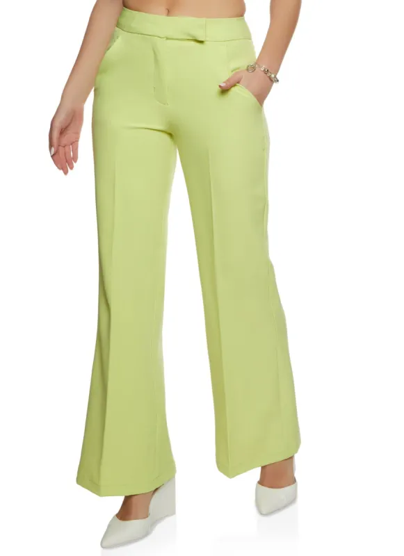 Crepe Knit High Waist Wide Leg Dress Pants sold by Rainbow