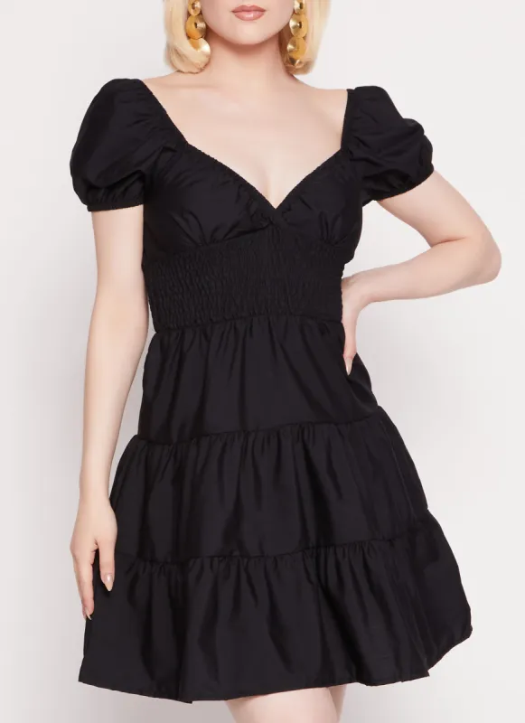 Smocked Waist Puff Sleeve Peasant Dress sold by Rainbow