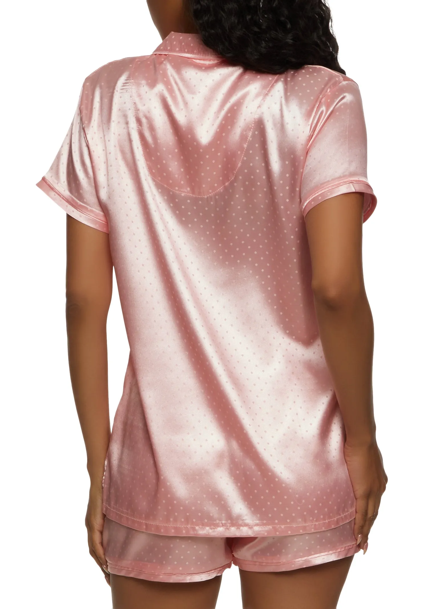 Satin Polka Dot Pajama Shirt and Shorts sold by Rainbow product image thumbnail 2
