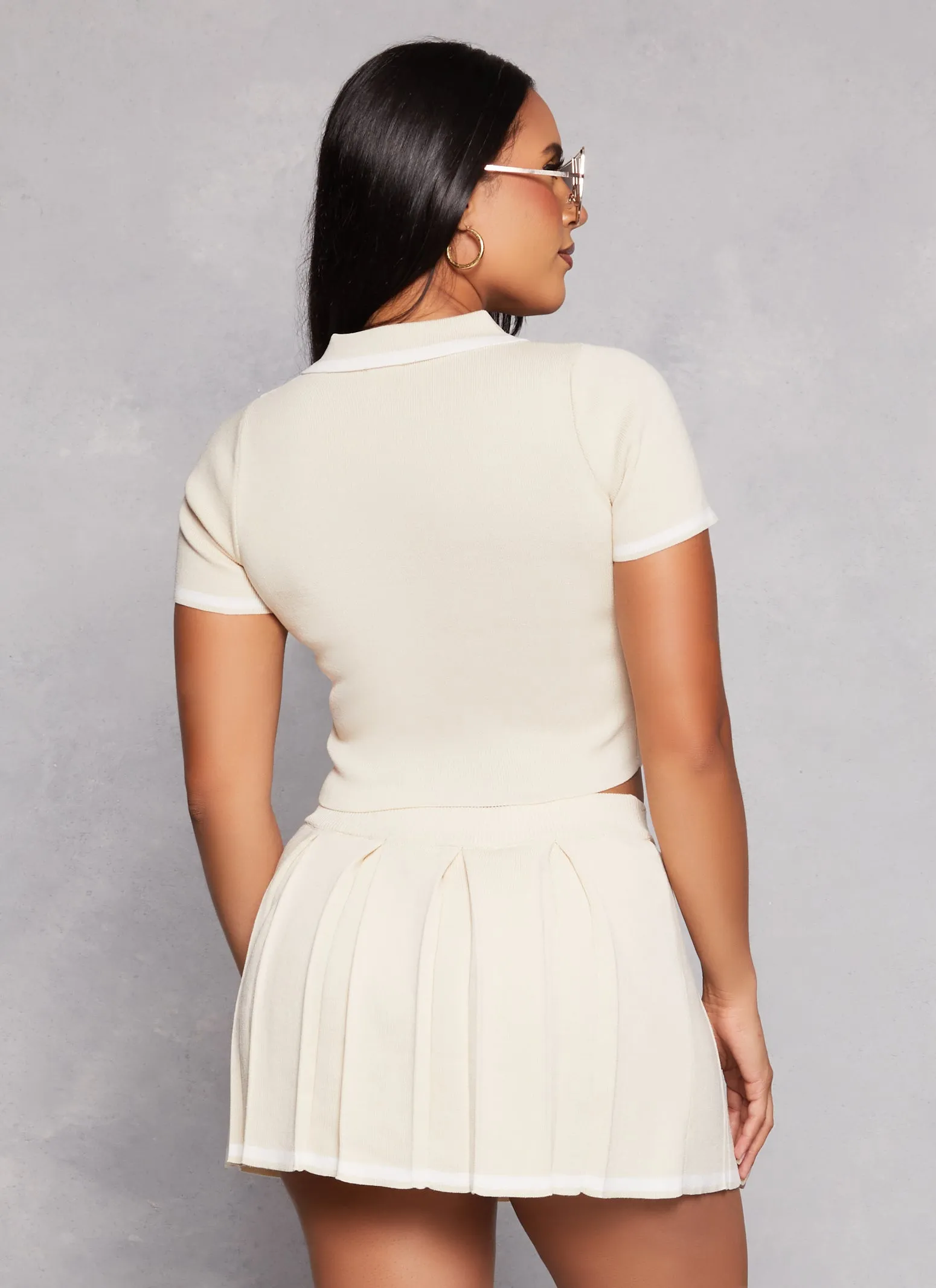 Daisy Contrast Trim Cropped Polo Shirt sold by Rainbow product image thumbnail 3