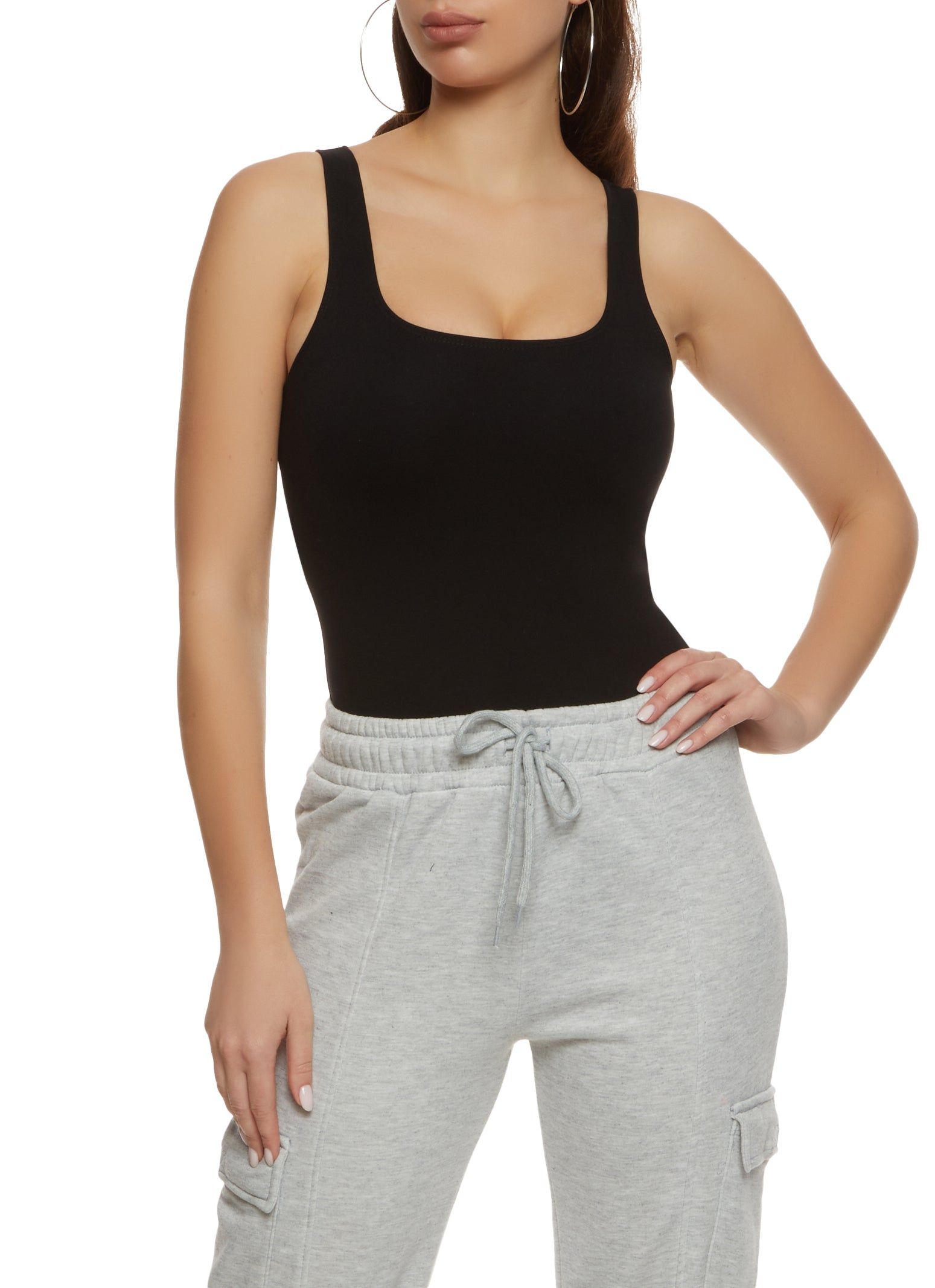 Solid Square Neck Tank Bodysuit sold by Rainbow product image thumbnail 2