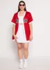 Plus Size Striped Love Graphic Baseball Jersey sold by Rainbow