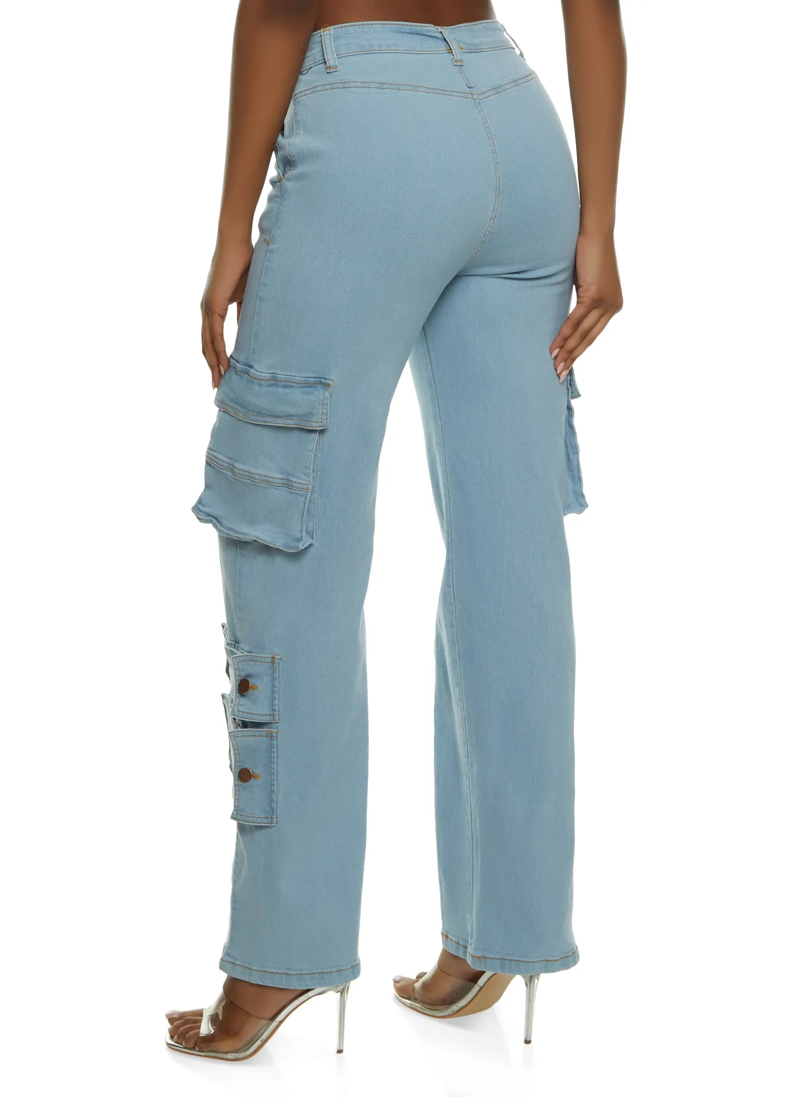 Denim Wide Leg Cargo Jeans sold by Rainbow product image thumbnail 3