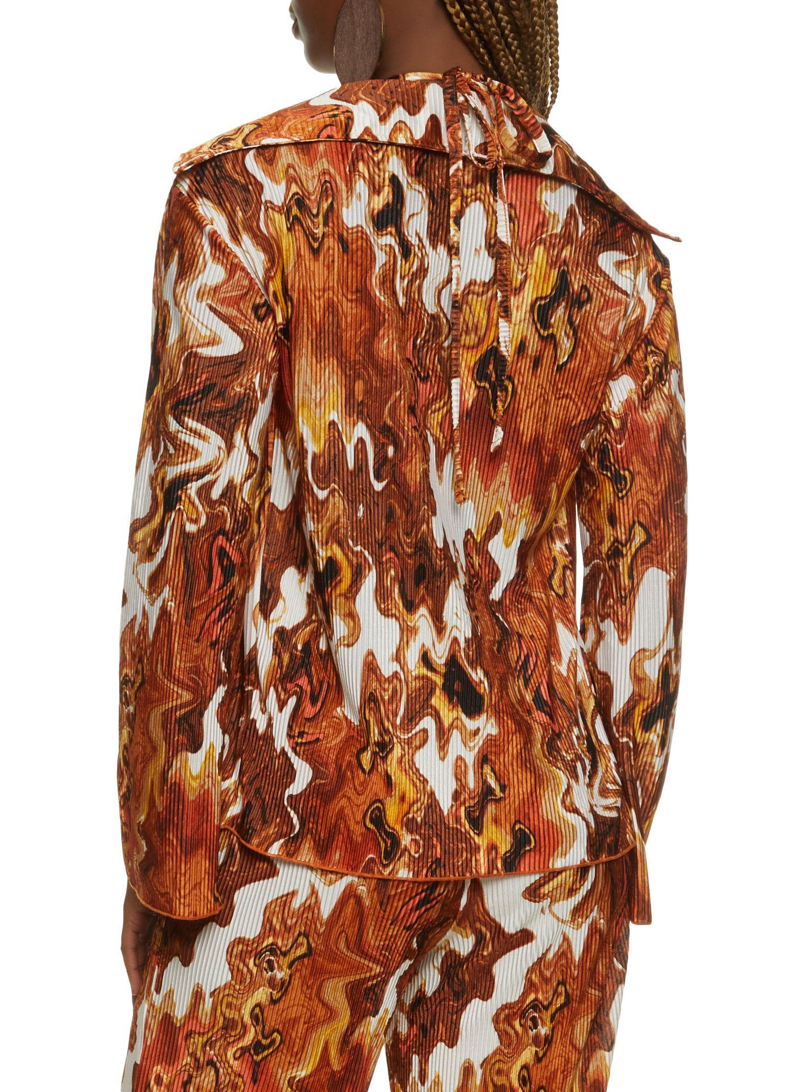 Patterned Plisse Open Front Shirt with Halter Top sold by Rainbow product image thumbnail 3