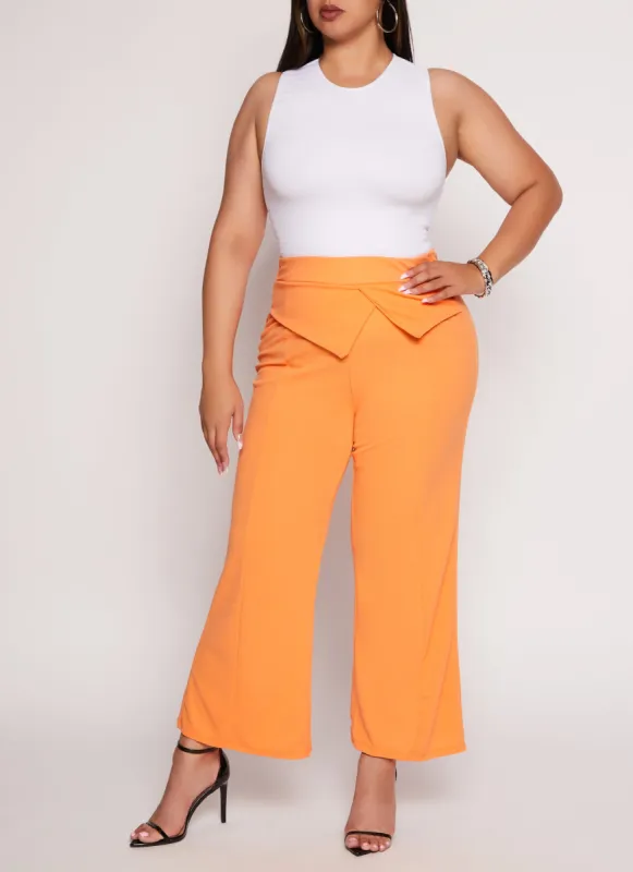 Plus Size Fold Over Waist Wide Leg Pants sold by Rainbow