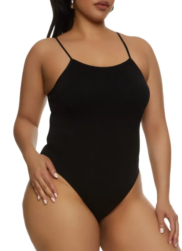 Plus Size Seamless Criss Cross Back Cami Bodysuit sold by Rainbow