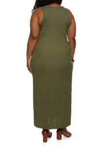 Plus Size Ribbed Side Slit Maxi Tank Dress sold by Rainbow