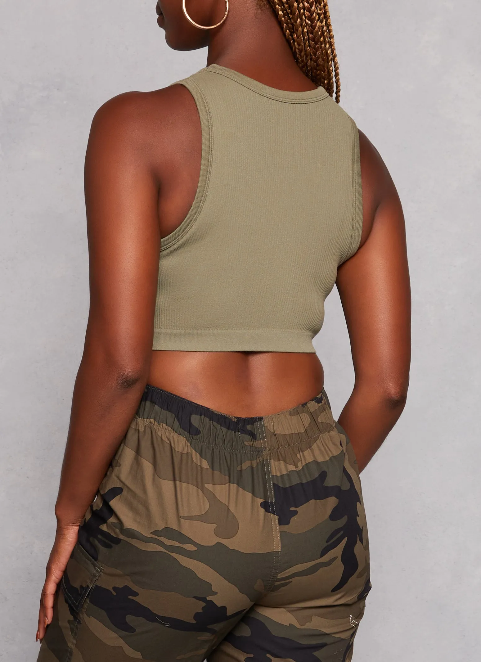 Ribbed High Neck Seamless Tank Top sold by Rainbow product image thumbnail 3