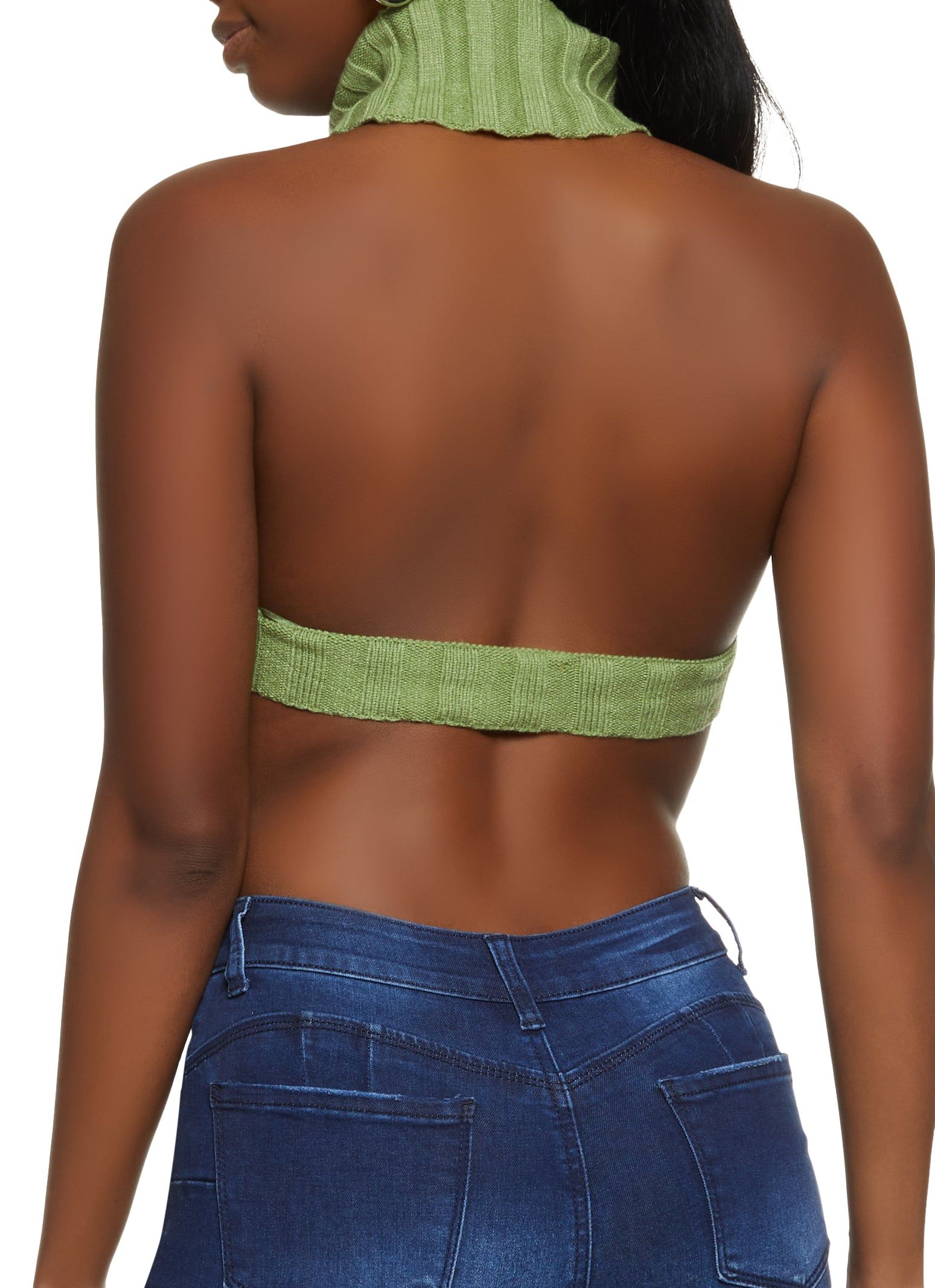 Rib Knit Turtleneck Keyhole Halter Top sold by Rainbow product image thumbnail 2