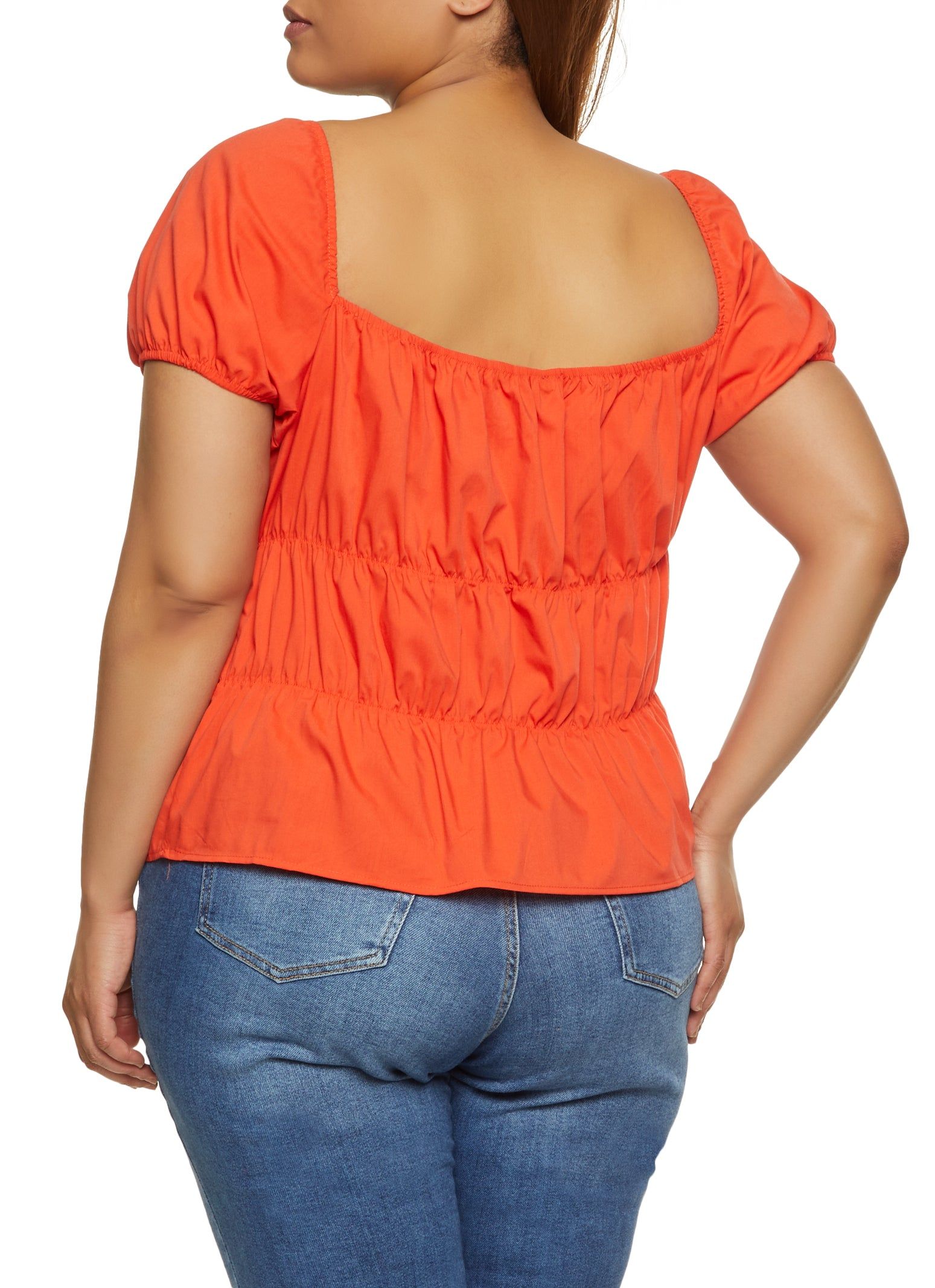 Plus Size Bubble Sleeve Tiered Babydoll Top sold by Rainbow product image thumbnail 2