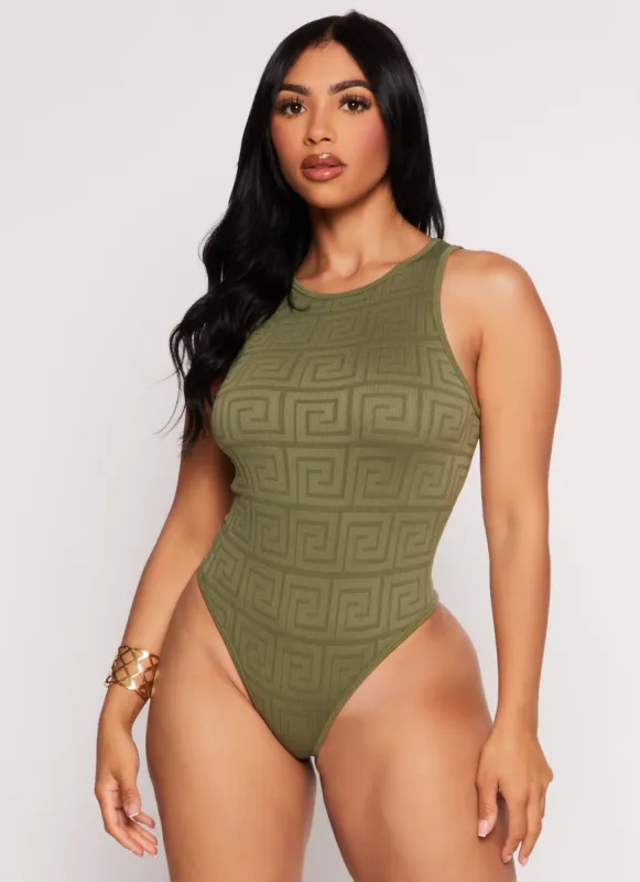 Greek Key Seamless Tank Bodysuit sold by Rainbow