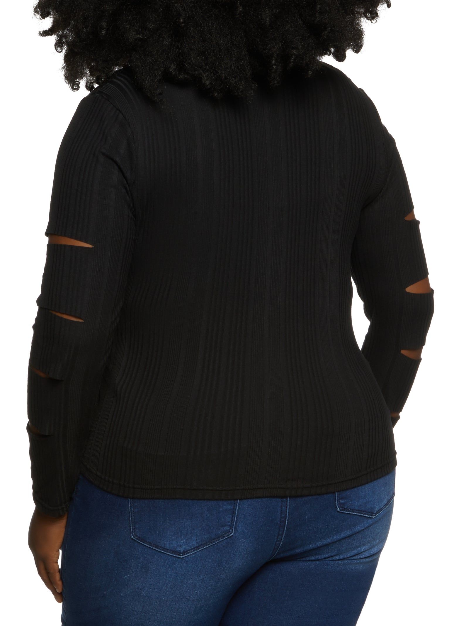 Plus Size Ribbed Laser Cut Button Front Top sold by Rainbow product image thumbnail 2