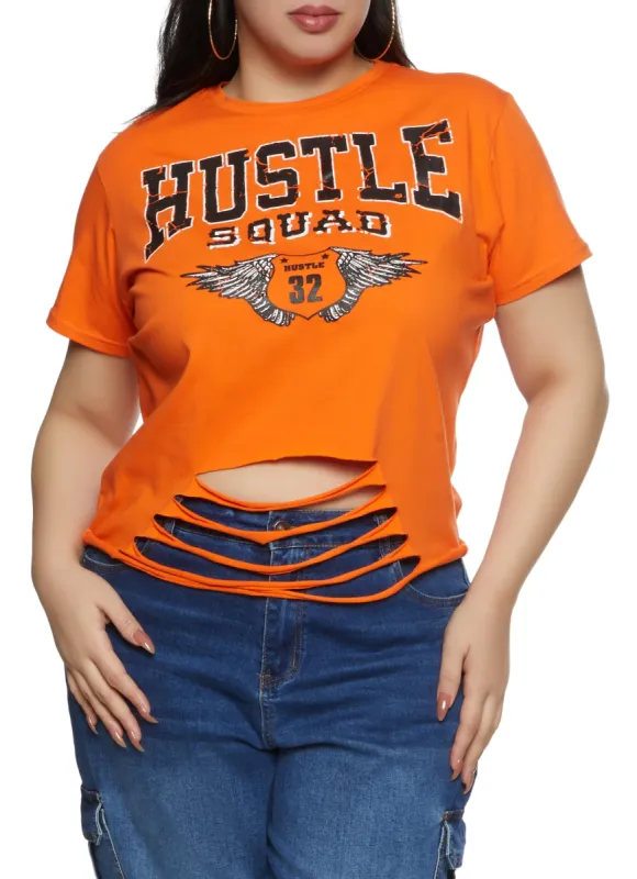 Plus Size Hustle Squad Laser Cut Graphic Tee sold by Rainbow