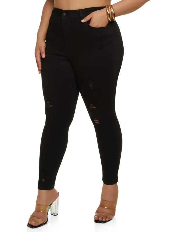 Plus Size WAX Distressed Push Up Skinny Jeans sold by Rainbow