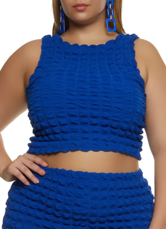 Plus Size Bubble Knit Cropped Tank Top sold by Rainbow