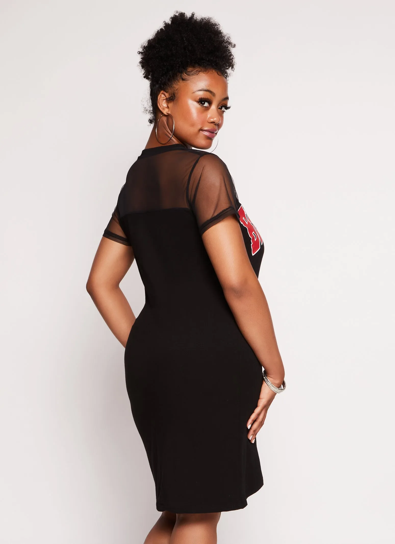 Plus Size Mesh Insert Brooklyn New York T Shirt Dress sold by Rainbow product image thumbnail 3