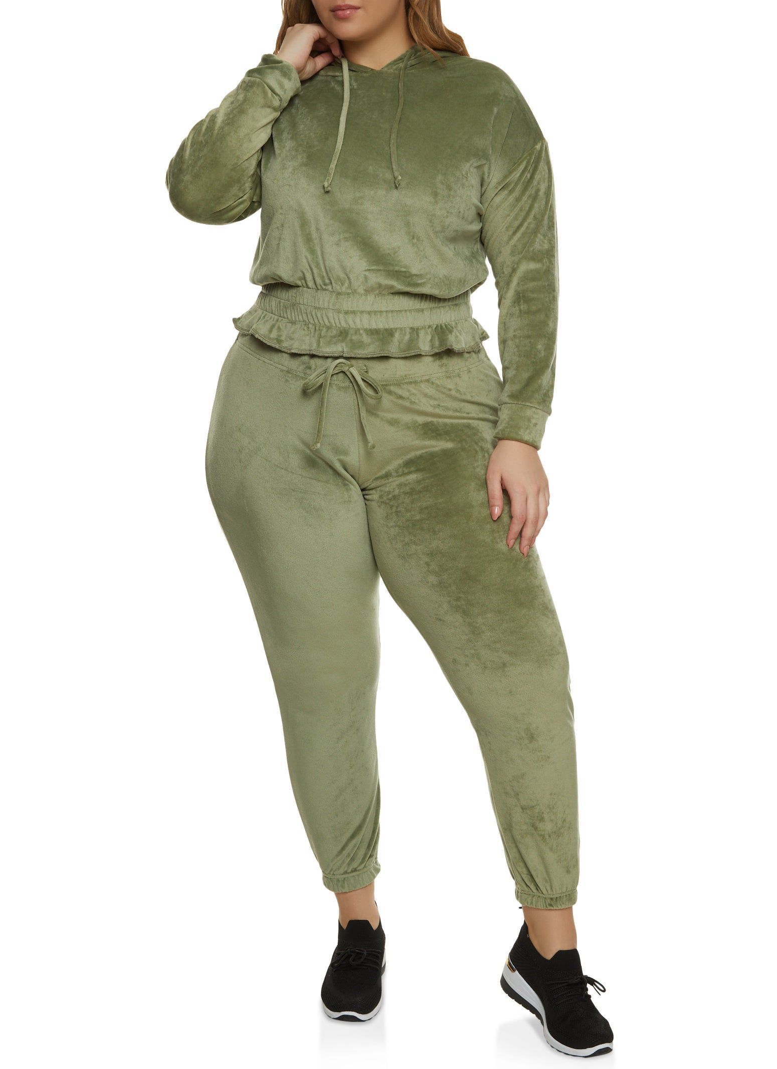 Plus Size Velour Elastic Waist Hoodie sold by Rainbow product image thumbnail 2