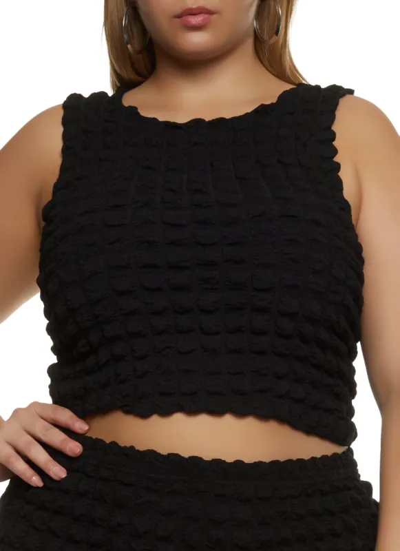 Plus Size Bubble Knit Cropped Tank Top sold by Rainbow