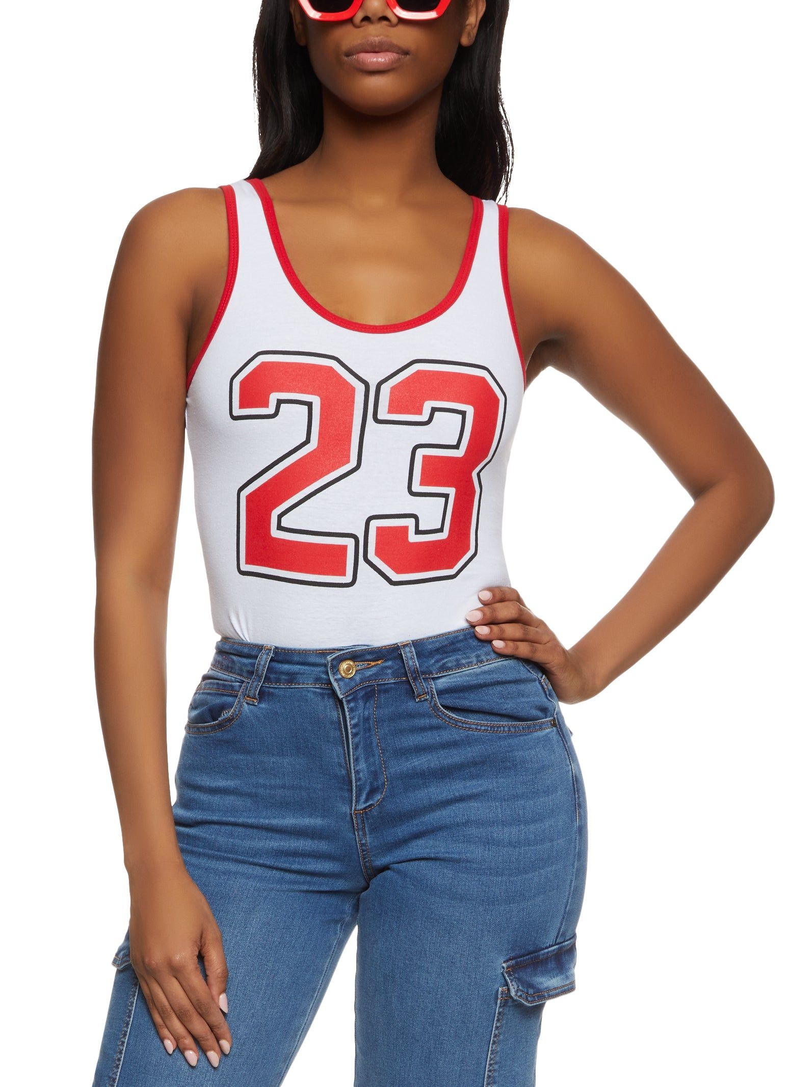 23 Graphic Contrast Trim Tank Bodysuit sold by Rainbow product image thumbnail 2