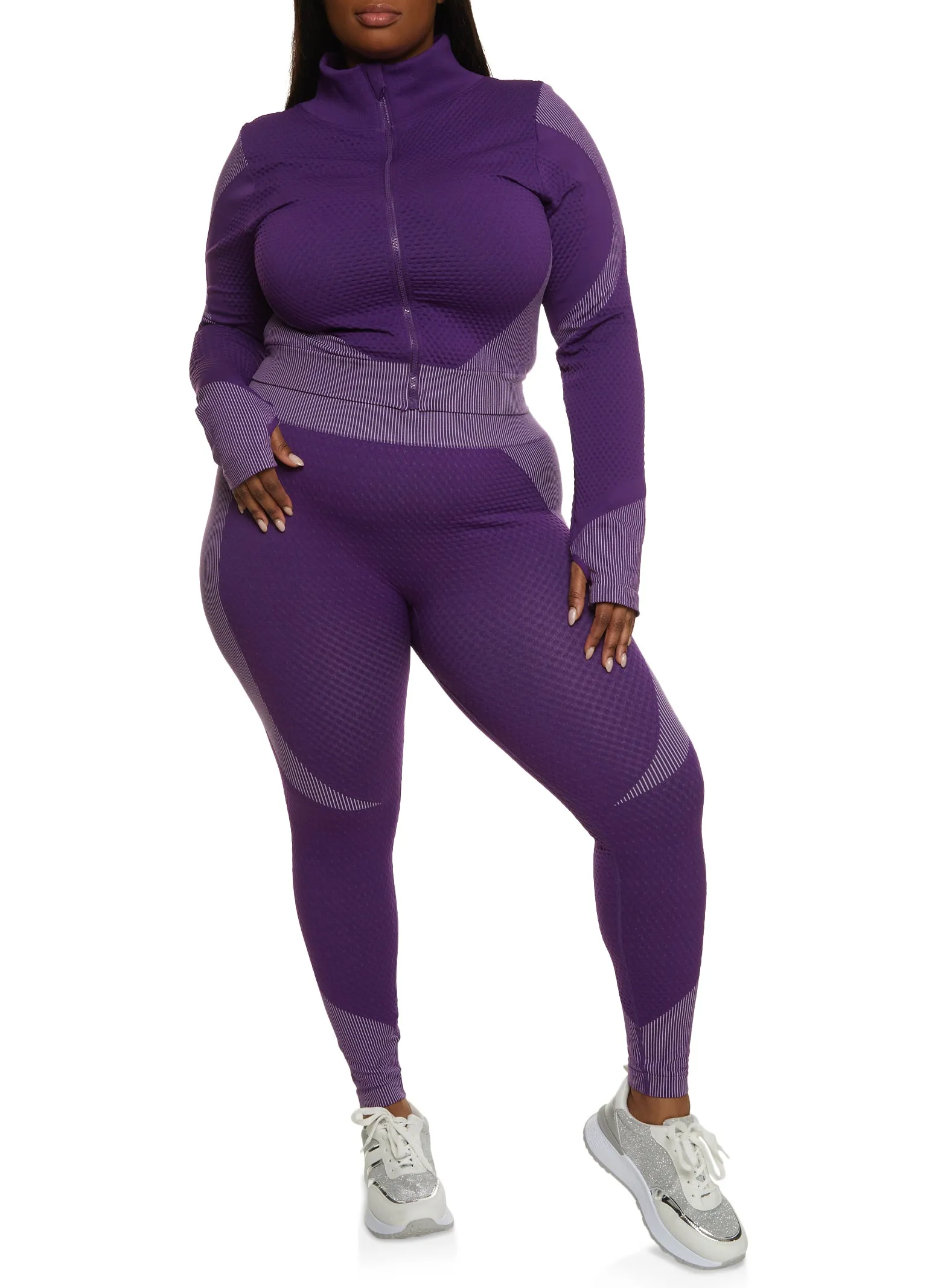 Plus Size Seamless Striped Detail Track Jacket sold by Rainbow product image thumbnail 2