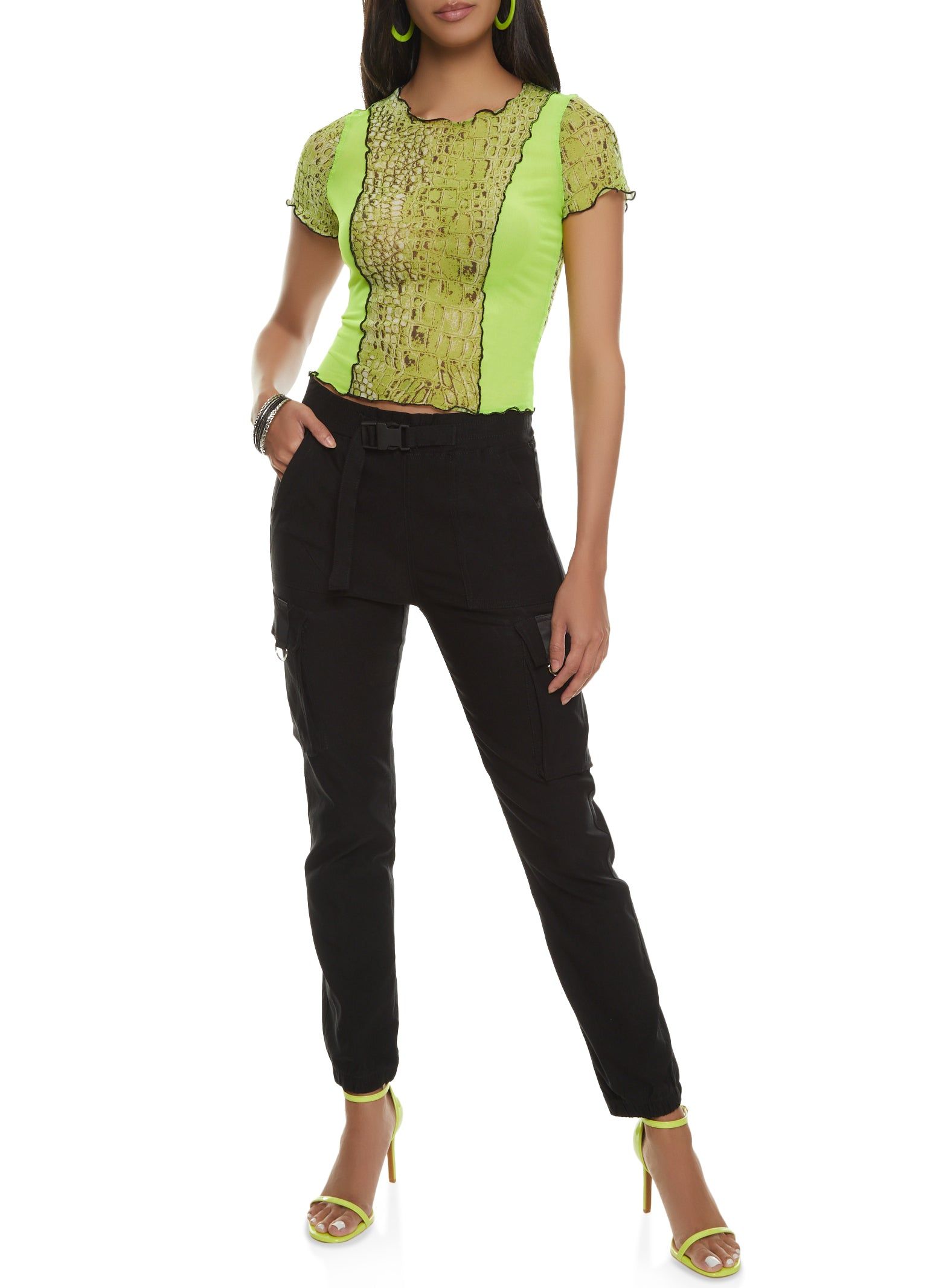 Solid Buckle Detail Cargo Joggers sold by Rainbow product image thumbnail 2