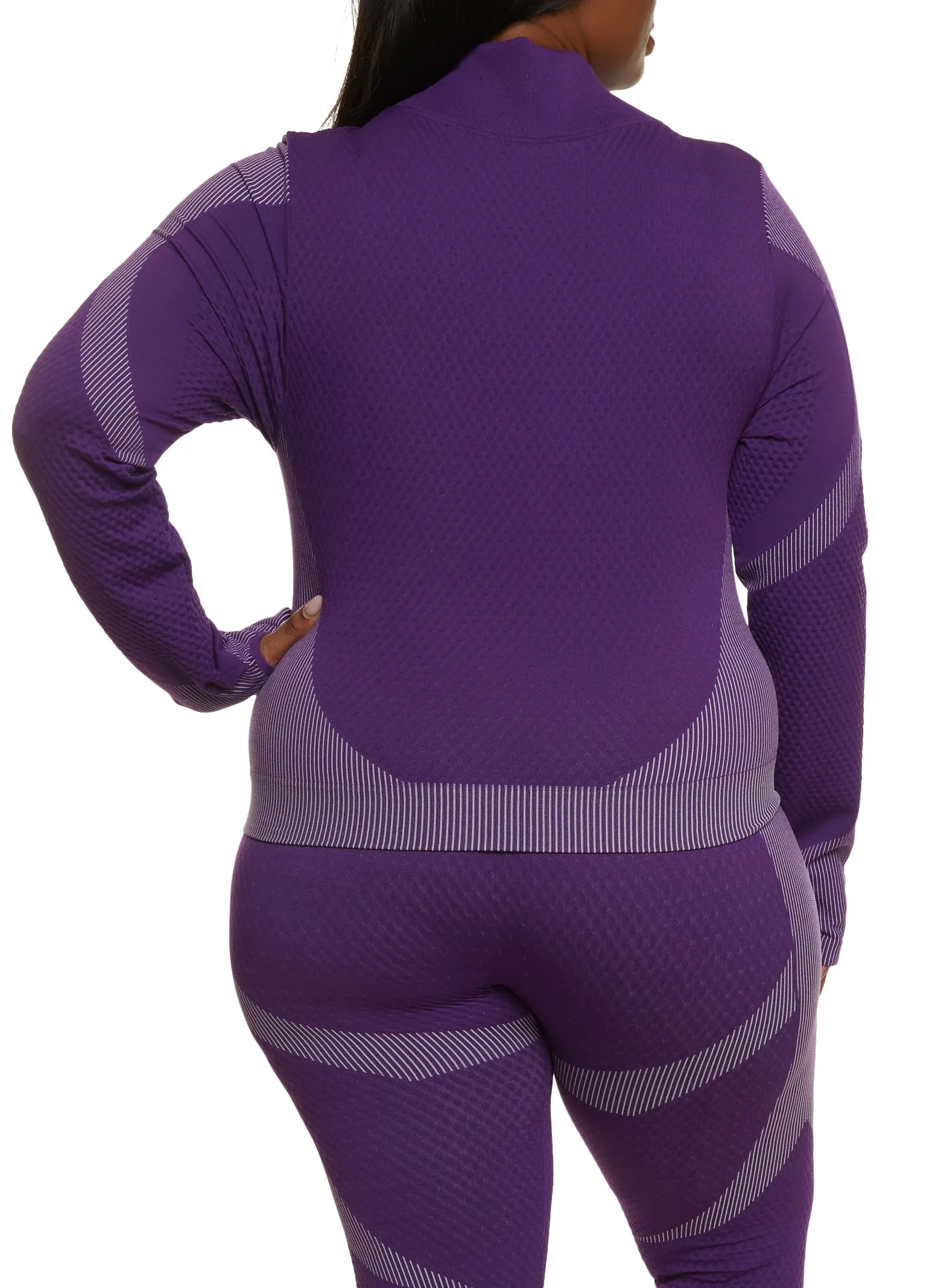 Plus Size Seamless Striped Detail Track Jacket sold by Rainbow product image thumbnail 3
