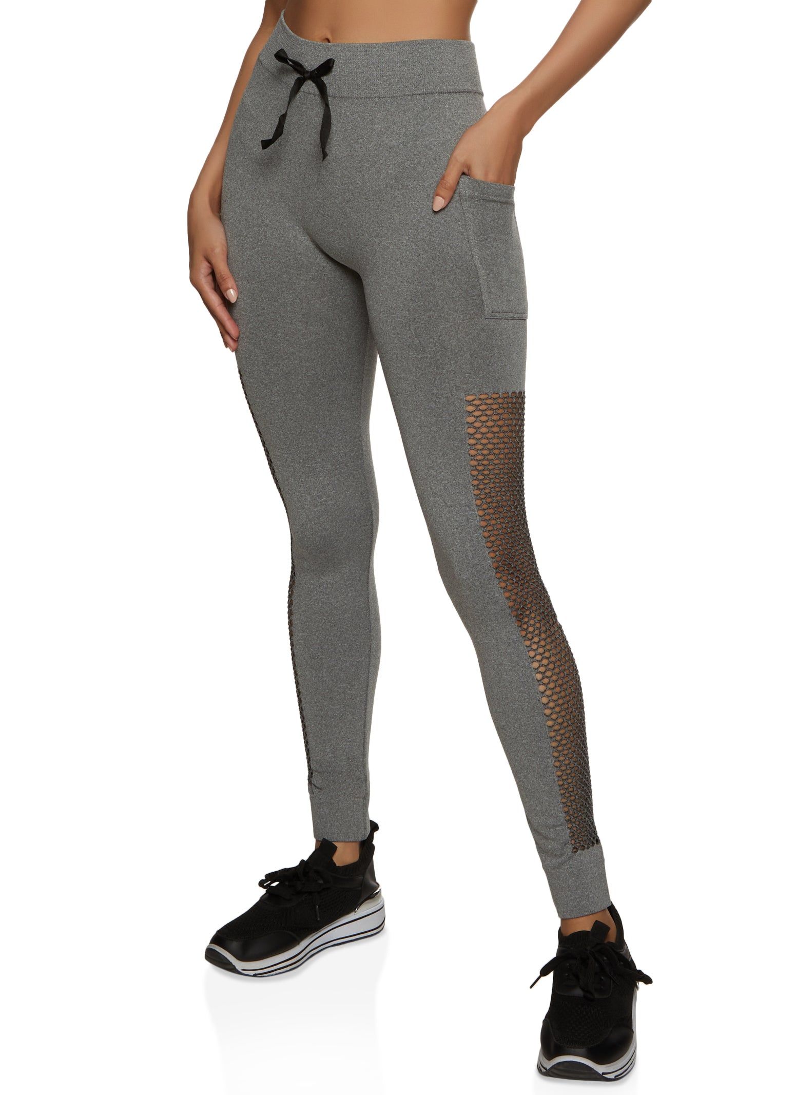 Fishnet Detail Side Cell Phone Pocket Leggings sold by Rainbow